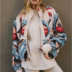 Free People Hit the Slopes Printed Fleece Jacket